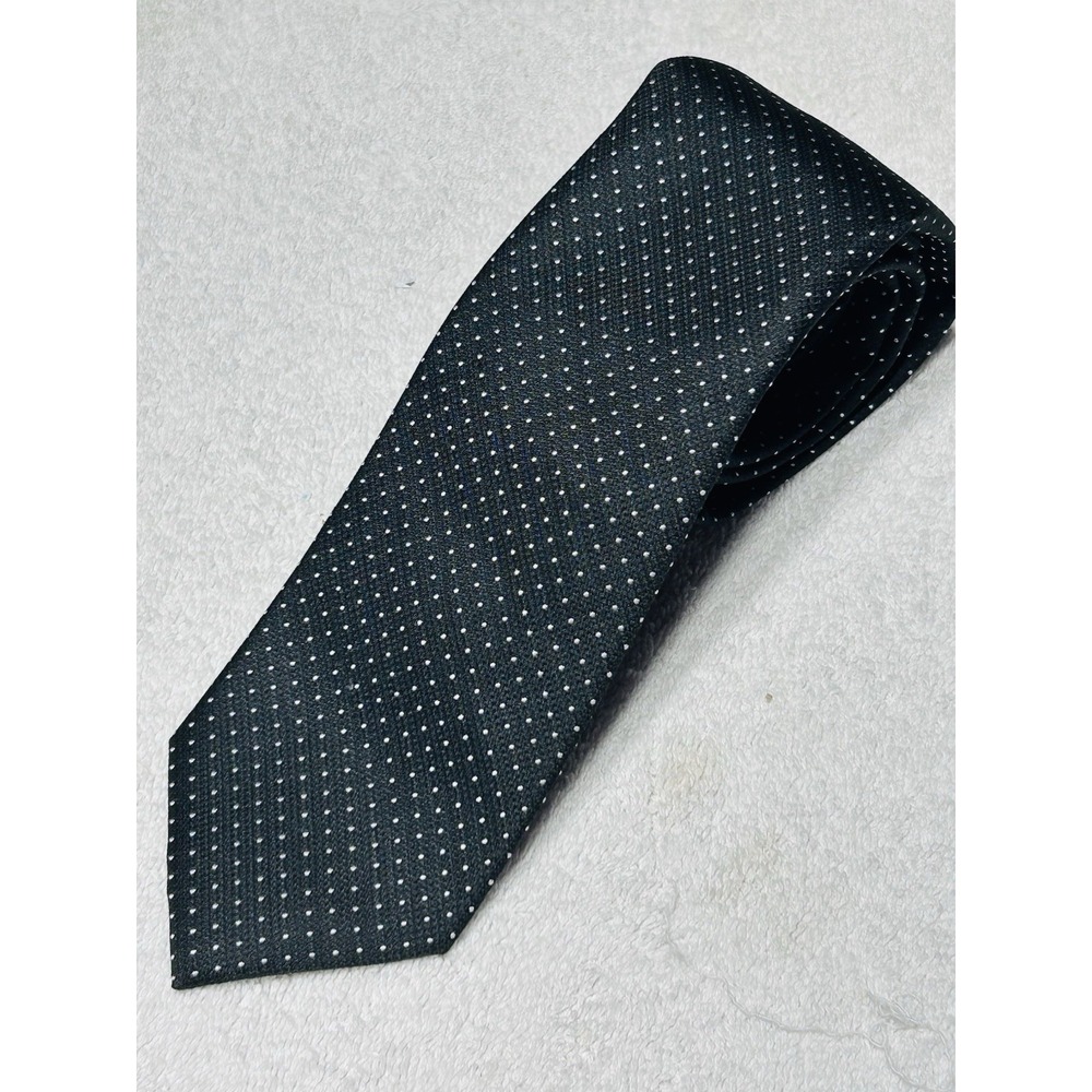 Calvin Klein NWT Black Micro Pindot Silk Blend Premium Mens Necktie MSRP $69.50